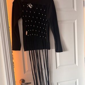 AKIRA Black Backless Dress with Pearl Details